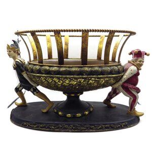Santini Italy Jesters Oval Compote Cachepot/ Centerpiece/Hollywood Regency